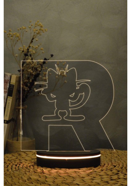 Rocket Takımı Meowth , Pokemon - 3 Boyutlu 16 Renk Dekoratif Gece Lambası 3d fırsatları