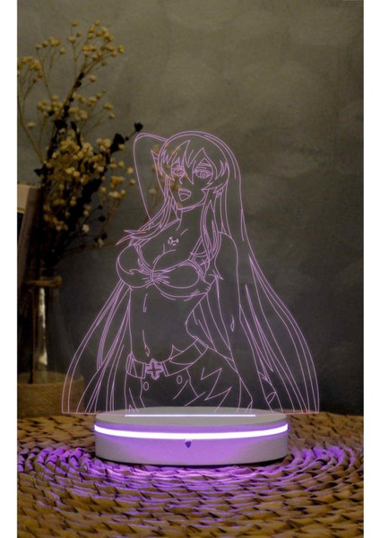 Esdeath , Akame Ga Kill - 3 Boyutlu Led Lamba 16 Renk Dekoratif Anime Gece Lambası 3d modelleri