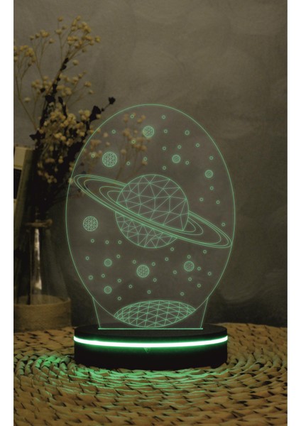 Galaxy Saturn Tasarımlı, Uzay - 3 Boyutlu Led Lamba 16 Renk Dekoratif Anime Gece Lambası 3d indirimleri