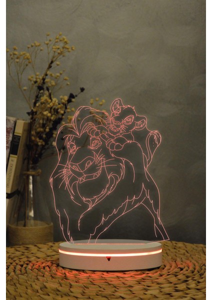 Aslan Kral - 3 Boyutlu 16 Renk Dekoratif Gece Lambası 3d