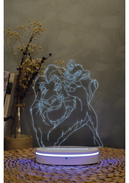 Aslan Kral - 3 Boyutlu 16 Renk Dekoratif Gece Lambası 3d
