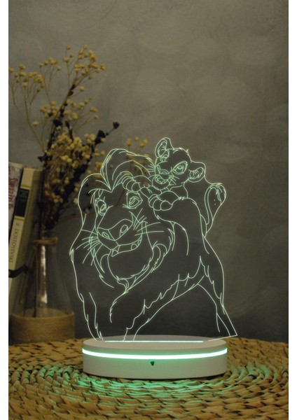Aslan Kral - 3 Boyutlu 16 Renk Dekoratif Gece Lambası 3d