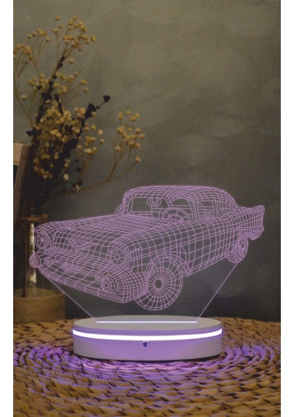 Klasik Araba - 3 Boyutlu Led Lamba 16 Renk Dekoratif Gece Lambası 3d