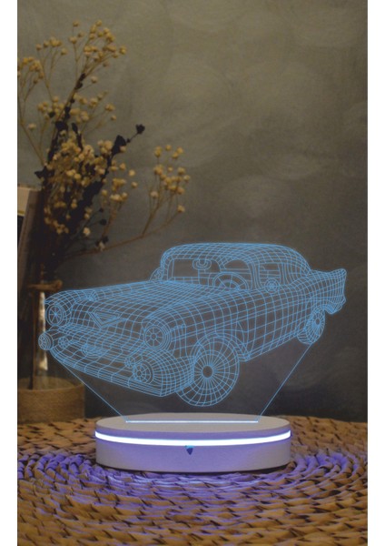 Klasik Araba - 3 Boyutlu Led Lamba 16 Renk Dekoratif Gece Lambası 3d