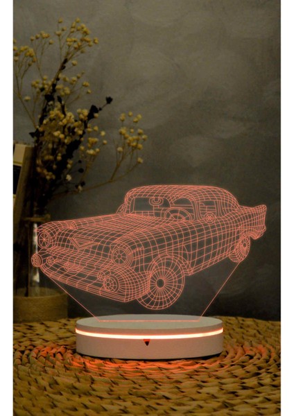 Klasik Araba - 3 Boyutlu Led Lamba 16 Renk Dekoratif Gece Lambası 3d