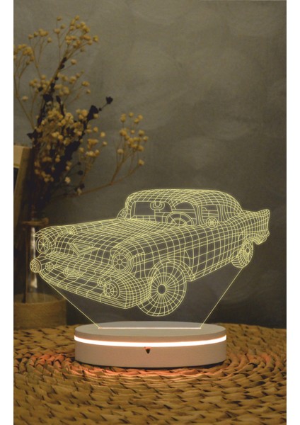 Klasik Araba - 3 Boyutlu Led Lamba 16 Renk Dekoratif Gece Lambası 3d