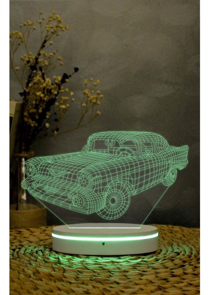 Klasik Araba - 3 Boyutlu Led Lamba 16 Renk Dekoratif Gece Lambası 3d
