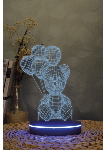 4 Balonlu Ayı - 3 Boyutlu Dekoratif Gece Lambası 3d modelleri