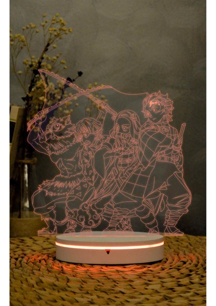 Demon Slayer - 3 Boyutlu Led Lamba 16 Renk Dekoratif Anime Gece Lambası 3d