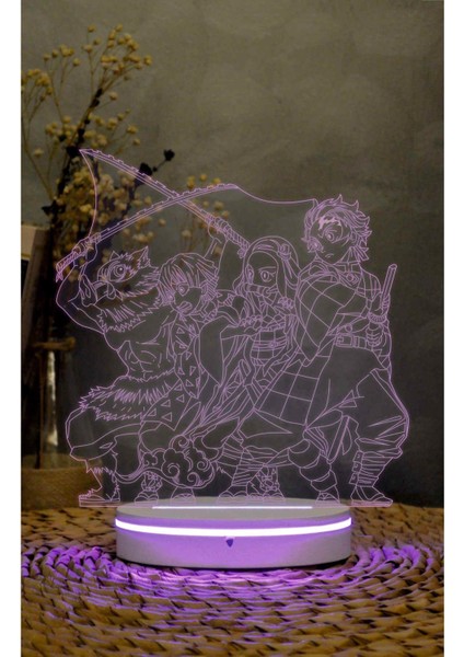 Demon Slayer - 3 Boyutlu Led Lamba 16 Renk Dekoratif Anime Gece Lambası 3d modelleri