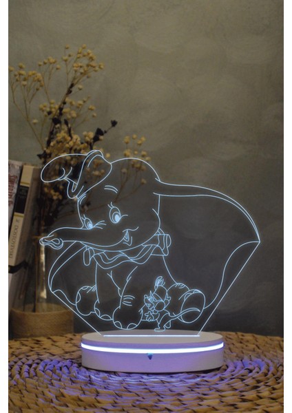 Dumbo , Tim Burton - 3 Boyutlu 16 Renk Dekoratif Gece Lambası 3d fiyatları