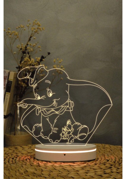 Dumbo , Tim Burton - 3 Boyutlu 16 Renk Dekoratif Gece Lambası 3d fırsatları