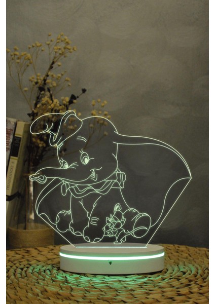 Dumbo , Tim Burton - 3 Boyutlu 16 Renk Dekoratif Gece Lambası 3d indirimleri