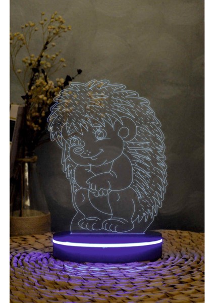 Kirpi - 3 Boyutlu Led Lamba 16 Renk Dekoratif Anime Gece Lambası 3d