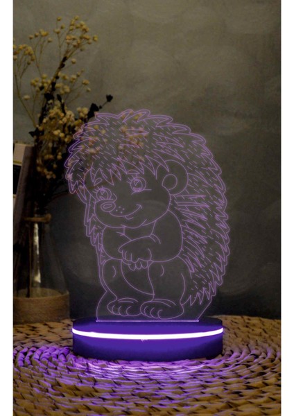 Kirpi - 3 Boyutlu Led Lamba 16 Renk Dekoratif Anime Gece Lambası 3d