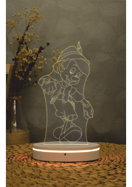 Pinokyo - 3 Boyutlu Led Lamba 16 Renk Dekoratif Anime Gece Lambası 3d