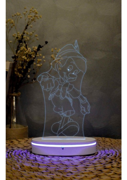Pinokyo - 3 Boyutlu Led Lamba 16 Renk Dekoratif Anime Gece Lambası 3d