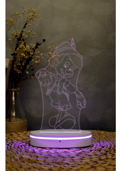 Pinokyo - 3 Boyutlu Led Lamba 16 Renk Dekoratif Anime Gece Lambası 3d