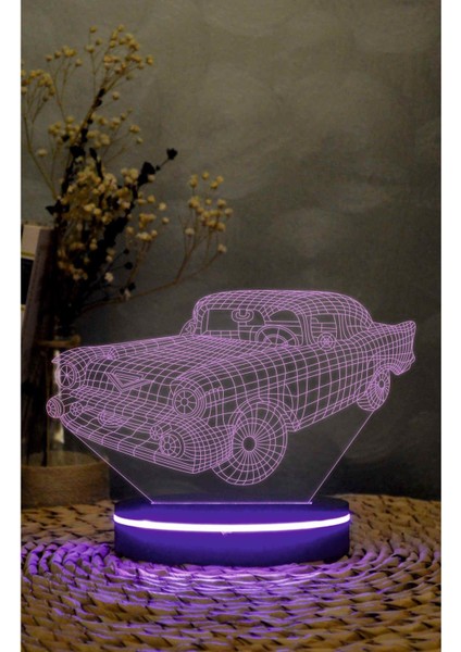Klasik Araba - 3 Boyutlu Led Lamba 16 Renk Dekoratif Gece Lambası 3d