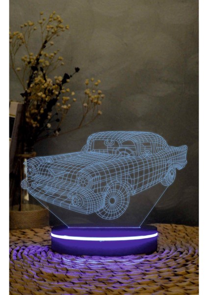 Klasik Araba - 3 Boyutlu Led Lamba 16 Renk Dekoratif Gece Lambası 3d