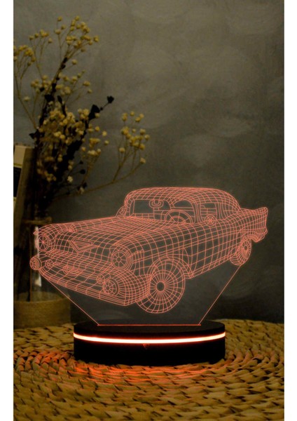 Klasik Araba - 3 Boyutlu Led Lamba 16 Renk Dekoratif Gece Lambası 3d