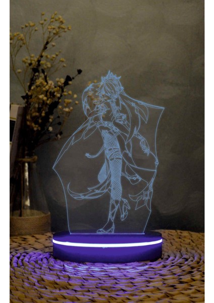 Rosaria - Genshin Impact - 3 Boyutlu Led Lamba 16 Renk Dekoratif Anime Gece Lambası 3d