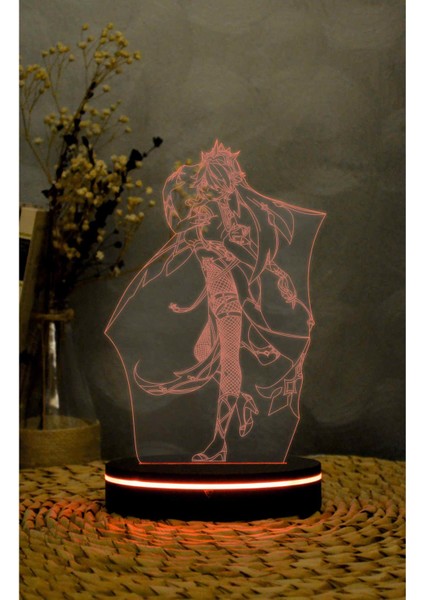 Rosaria - Genshin Impact - 3 Boyutlu Led Lamba 16 Renk Dekoratif Anime Gece Lambası 3d