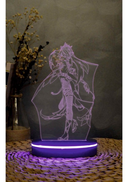 Rosaria - Genshin Impact - 3 Boyutlu Led Lamba 16 Renk Dekoratif Anime Gece Lambası 3d