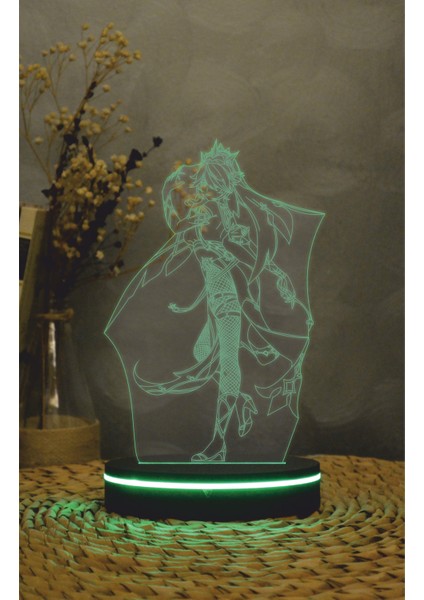 Rosaria - Genshin Impact - 3 Boyutlu Led Lamba 16 Renk Dekoratif Anime Gece Lambası 3d