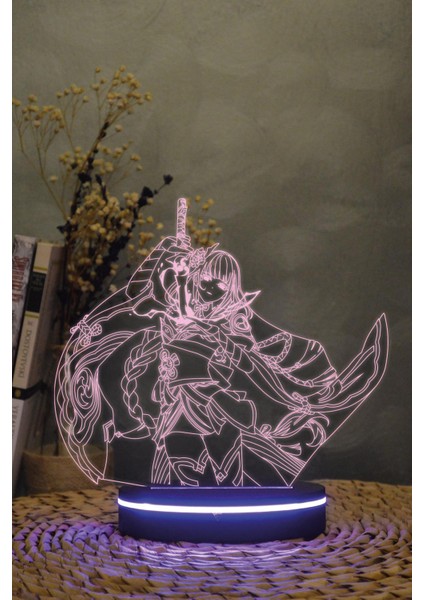 Raiden Shogun, Genshin Impact - 3 Boyutlu 16 Renk Dekoratif Gece Lambası 3d
