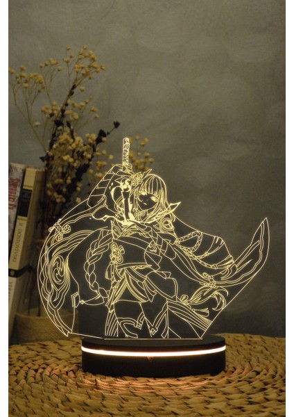 Raiden Shogun, Genshin Impact - 3 Boyutlu 16 Renk Dekoratif Gece Lambası 3d fırsatları
