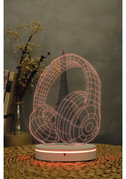 Kulaklık - 3 Boyutlu 16 Renk Dekoratif Gece Lambası 3d fiyatları