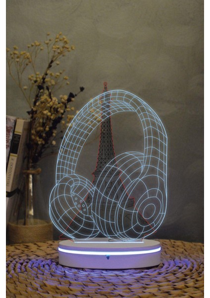 Kulaklık - 3 Boyutlu 16 Renk Dekoratif Gece Lambası 3d modelleri