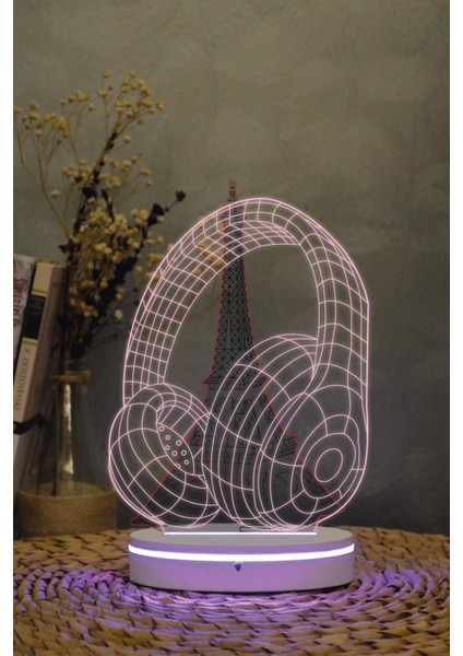 Kulaklık - 3 Boyutlu 16 Renk Dekoratif Gece Lambası 3d fırsatları
