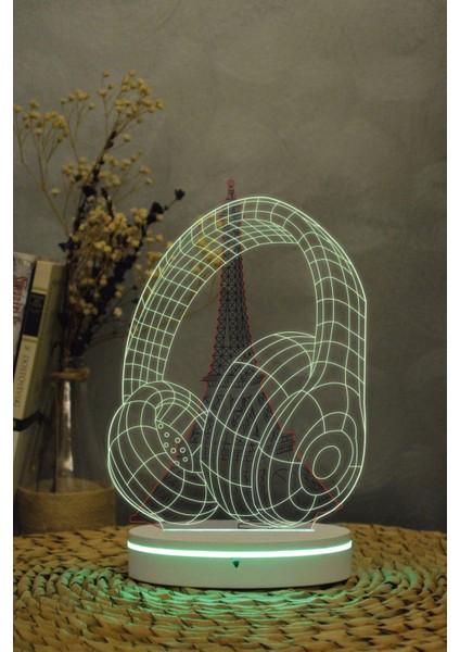 Kulaklık - 3 Boyutlu 16 Renk Dekoratif Gece Lambası 3d indirimleri