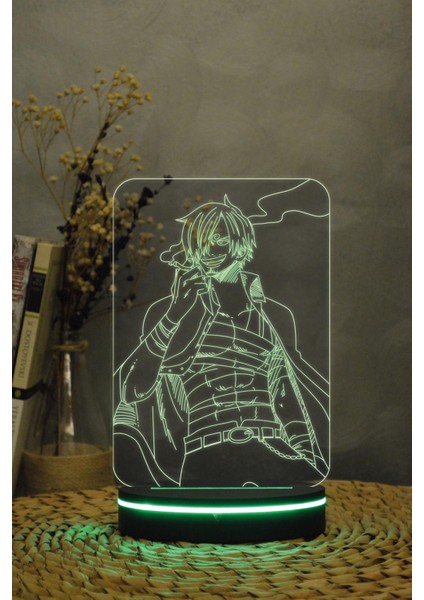 Sanji , One Piece - 3 Boyutlu 16 Renk Dekoratif Gece Lambası 3d