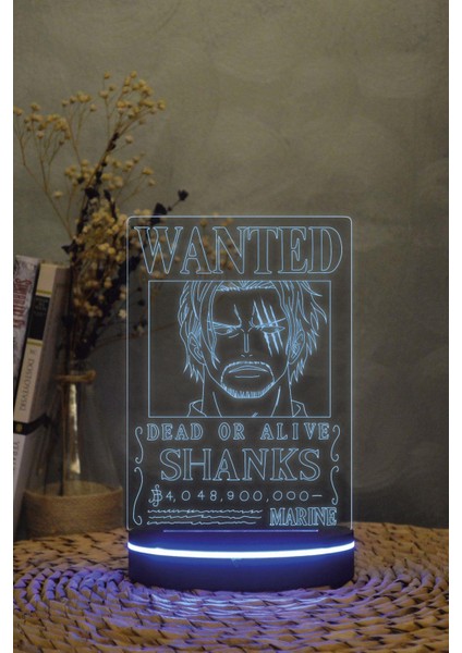 Shanks Wanted - One Piece - 3 Boyutlu 16 Renk Dekoratif Gece Lambası 3d fiyatları