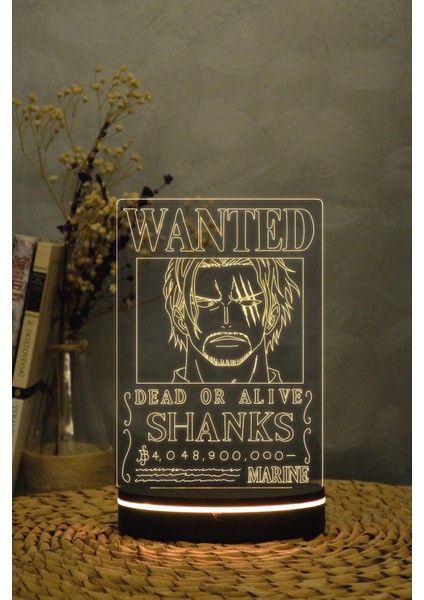 Shanks Wanted - One Piece - 3 Boyutlu 16 Renk Dekoratif Gece Lambası 3d fırsatları