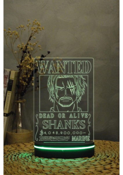 Shanks Wanted - One Piece - 3 Boyutlu 16 Renk Dekoratif Gece Lambası 3d indirimleri