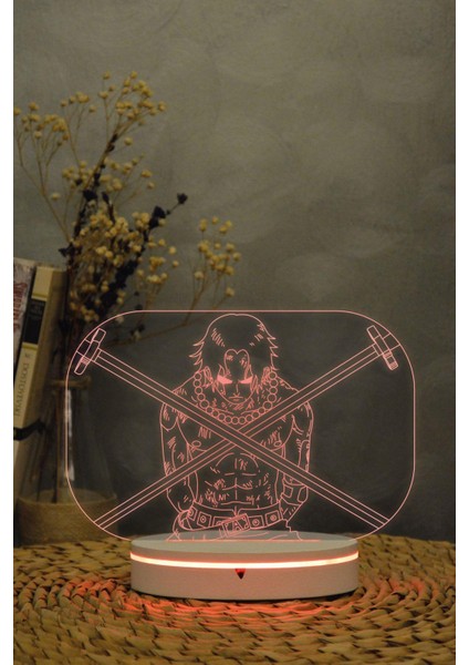 Ace , One Piece - 3 Boyutlu 16 Renk Dekoratif Gece Lambası 3d