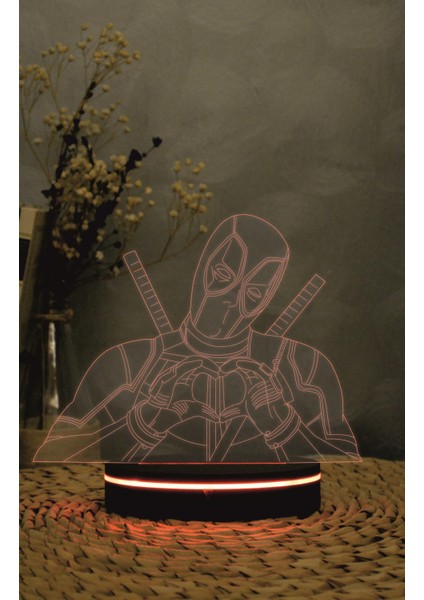 Deadpool , Marvel - 3 Boyutlu Led Lamba 16 Renk Dekoratif Anime Gece Lambası 3d