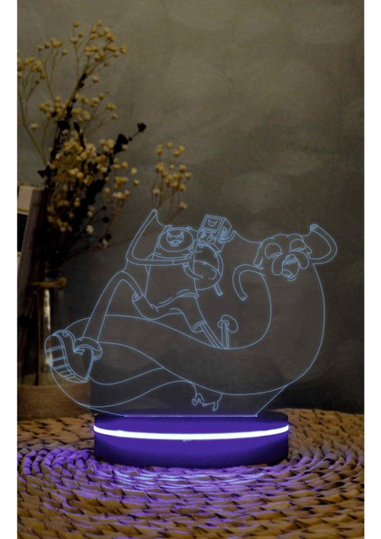 Fin Jack Bmo, Adventure Time - 3 Boyutlu Led Lamba 16 Renk Dekoratif Anime Gece Lambası 3d