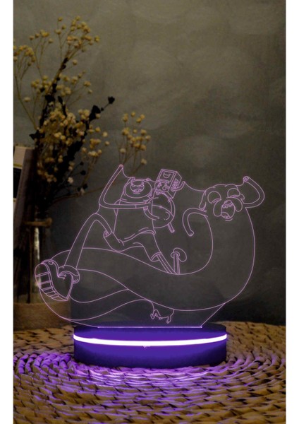 Fin Jack Bmo, Adventure Time - 3 Boyutlu Led Lamba 16 Renk Dekoratif Anime Gece Lambası 3d