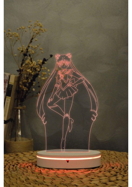 Usagi Tsukino , Ay Savaşçısı - 3 Boyutlu 16 Renk Dekoratif Gece Lambası 3d