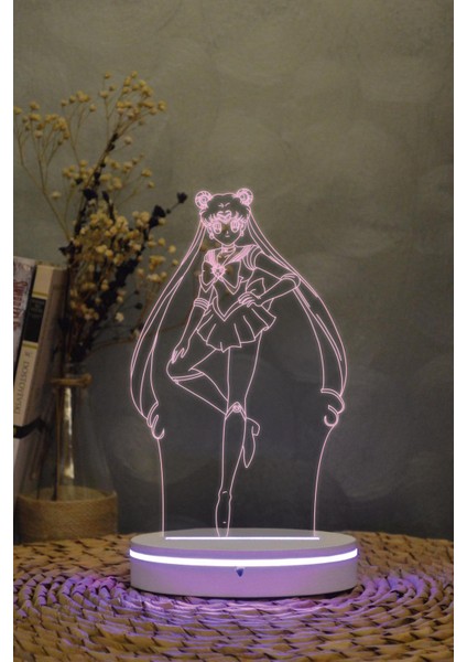 Usagi Tsukino , Ay Savaşçısı - 3 Boyutlu 16 Renk Dekoratif Gece Lambası 3d modelleri