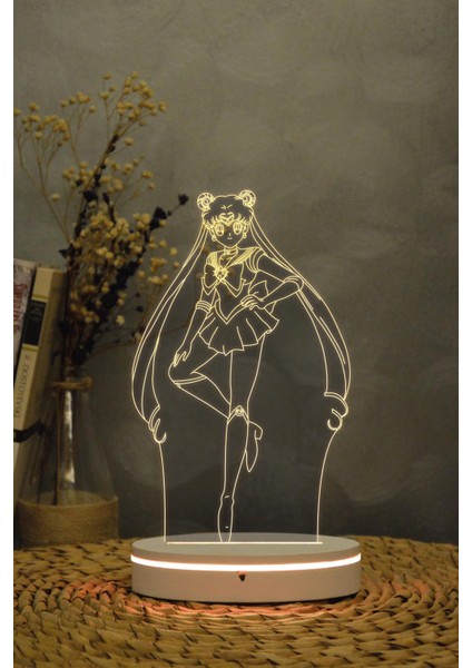 Usagi Tsukino , Ay Savaşçısı - 3 Boyutlu 16 Renk Dekoratif Gece Lambası 3d fırsatları