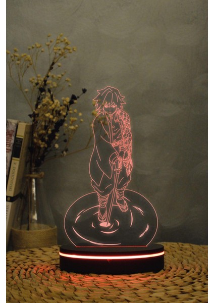 Giyu Tomioka , Demon Slayer - 3 Boyutlu 16 Renk Dekoratif Gece Lambası 3d
