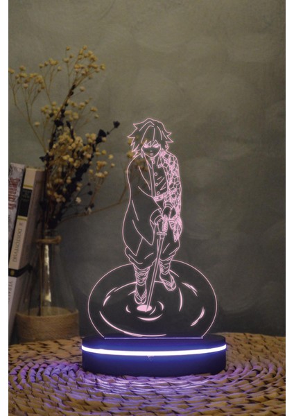 Giyu Tomioka , Demon Slayer - 3 Boyutlu 16 Renk Dekoratif Gece Lambası 3d modelleri