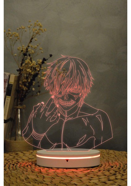 Ken Kaneki , Tokyo Ghoul - 3 Boyutlu 16 Renk Dekoratif Gece Lambası 3d