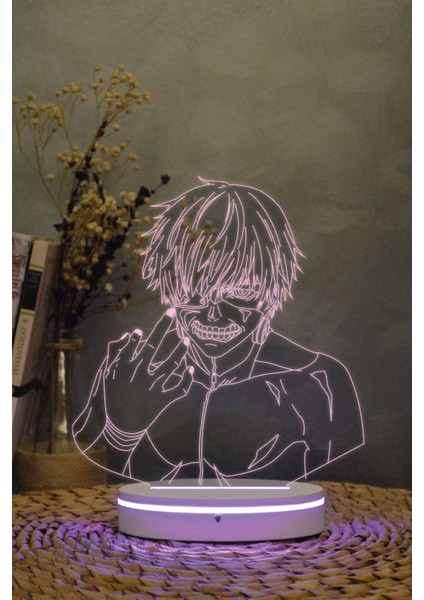 Ken Kaneki , Tokyo Ghoul - 3 Boyutlu 16 Renk Dekoratif Gece Lambası 3d modelleri